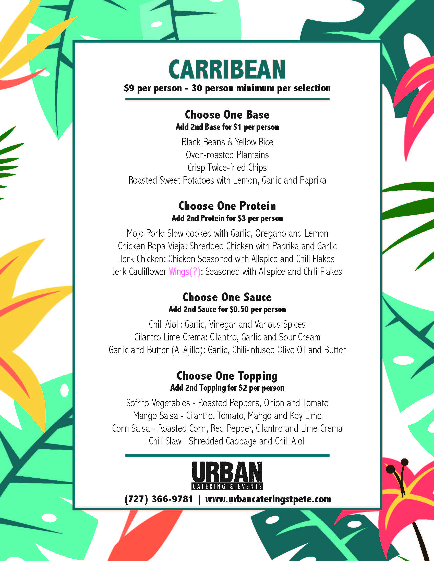 Build Your Own Menu URBAN Brew & BBQ St. Petersburg, Florida